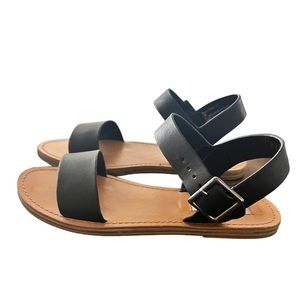 Steve Madden Black Leather Ankle Strap Sandals